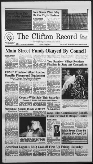 The Clifton Record (Clifton, Tex.), Vol. 99, No. 16, Ed. 1 Wednesday, April 20, 1994