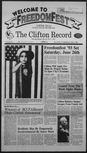 The Clifton Record (Clifton, Tex.), Vol. 98, No. 25, Ed. 1 Wednesday, June 23, 1993