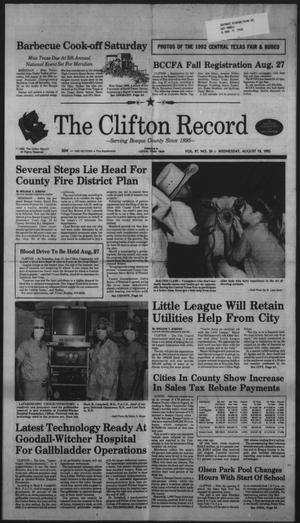 The Clifton Record (Clifton, Tex.), Vol. 97, No. 34, Ed. 1 Wednesday, August 19, 1992
