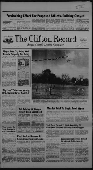 Primary view of object titled 'The Clifton Record (Clifton, Tex.), Vol. 91, No. 13, Ed. 1 Thursday, March 27, 1986'.
