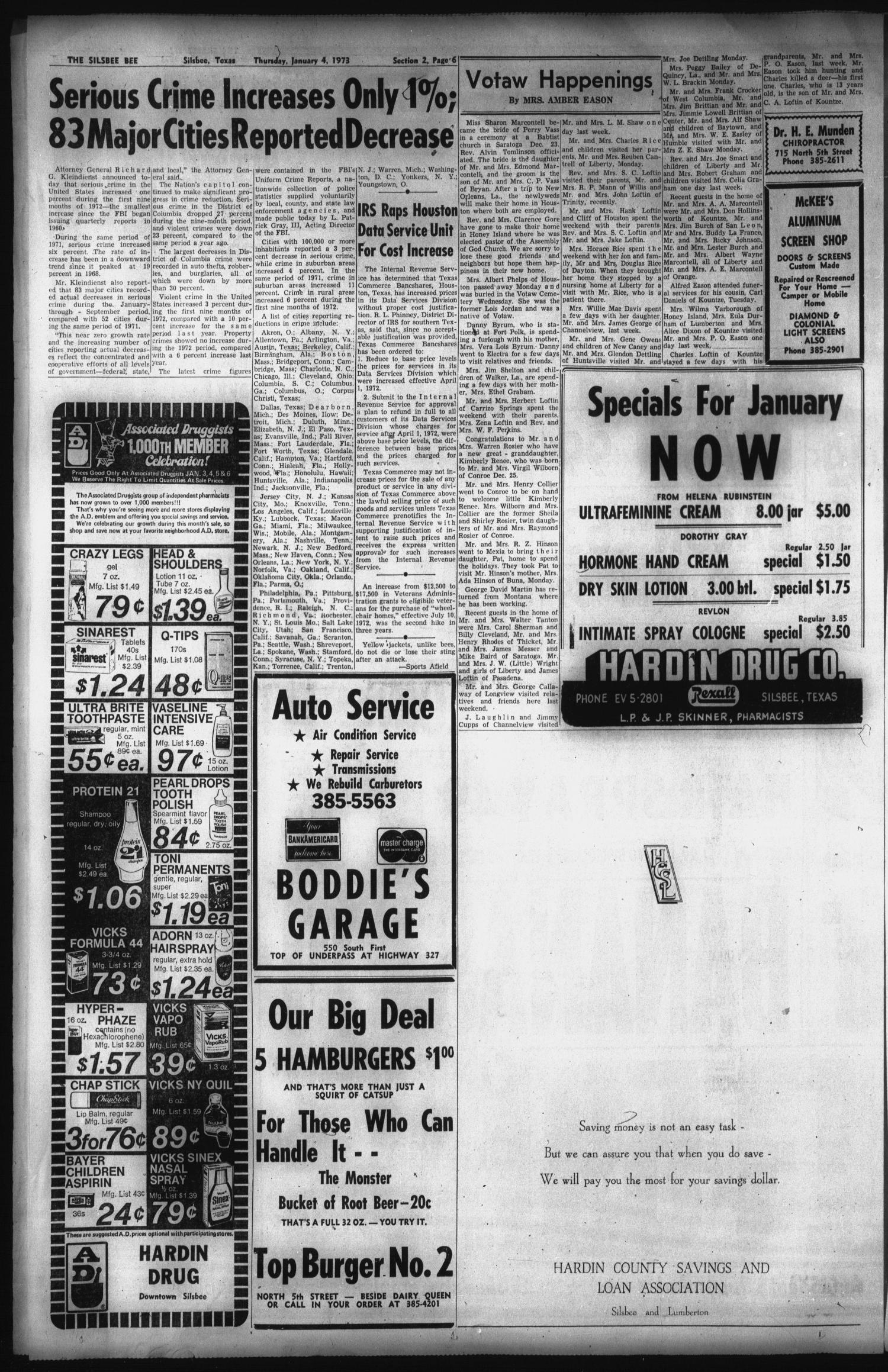 The Silsbee Bee (Silsbee, Tex.), Vol. 54, No. 46, Ed. 1 Thursday, January 4, 1973
                                                
                                                    [Sequence #]: 22 of 24
                                                