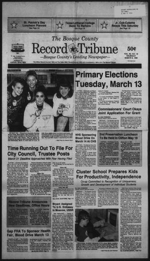 Primary view of object titled 'The Bosque County Record Tribune (Clifton, Tex.), Vol. 95, No. 10, Ed. 1 Thursday, March 8, 1990'.