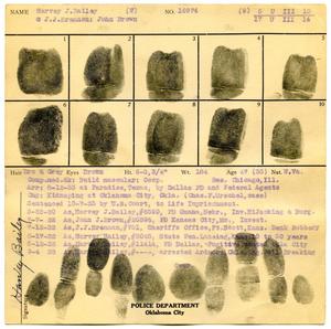 Primary view of object titled '[Harvey J. Bailey Fingerprint Chart, 1933 - Oklahoma City Police Department]'.