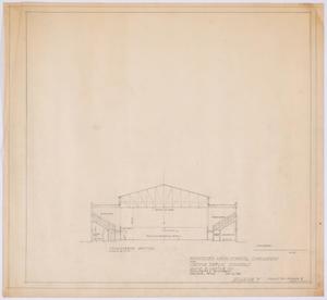 Primary view of object titled 'High School Gymnasium Proposal, Ozona, Texas: Transverse Section'.