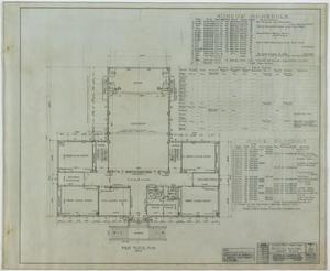 Primary view of object titled 'School Building, Kermit, Texas: First Floor Plan and Work Schedules'.