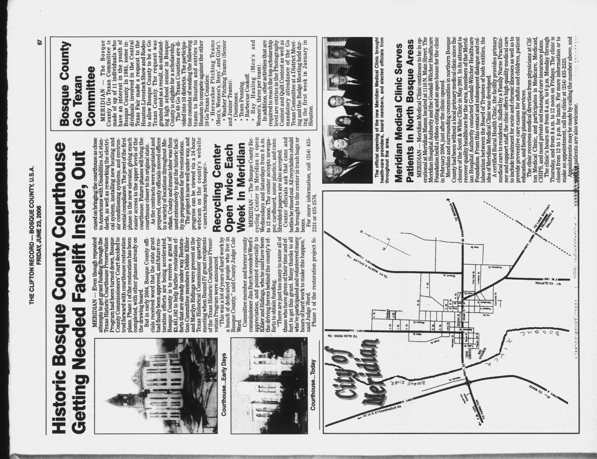 The Clifton Record (Clifton, Tex.), Vol. 111, No. 25, Ed. 1 Friday, June 23, 2006
                                                
                                                    [Sequence #]: 85 of 110
                                                