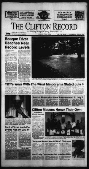 The Clifton Record (Clifton, Tex.), Vol. 112, No. 27, Ed. 1 Wednesday, July 4, 2007