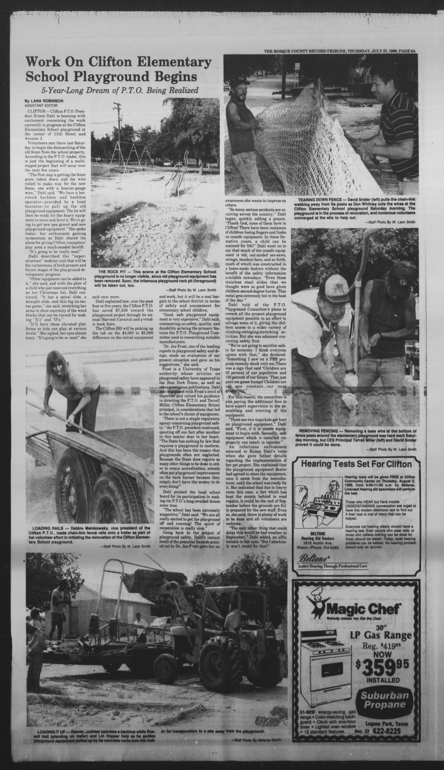 The Bosque County Record Tribune (Clifton, Tex.), Vol. 94, No. 30, Ed. 1 Thursday, July 27, 1989
                                                
                                                    [Sequence #]: 8 of 64
                                                