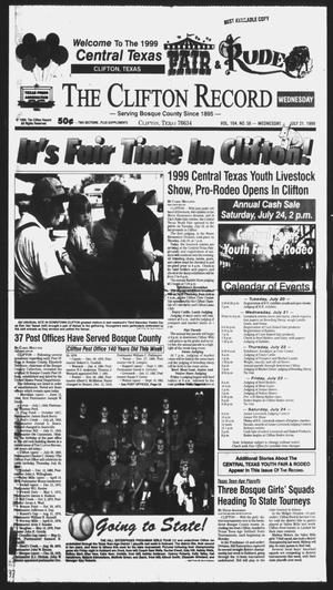 The Clifton Record (Clifton, Tex.), Vol. 104, No. 58, Ed. 1 Wednesday, July 21, 1999