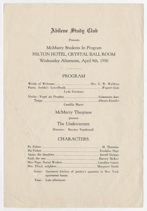 Primary view of object titled '[Program: Abilene Study Club, 1930]'.