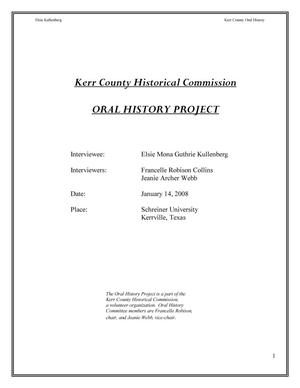 Primary view of object titled 'Transcript of Oral History Interview with Elsie Mona Guthrie Kullenberg, January 14, 2008'.