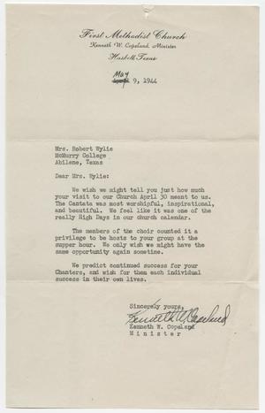 Primary view of object titled '[Letter from Kenneth W. Copeland to Robert Wylie, May 9, 1944]'.