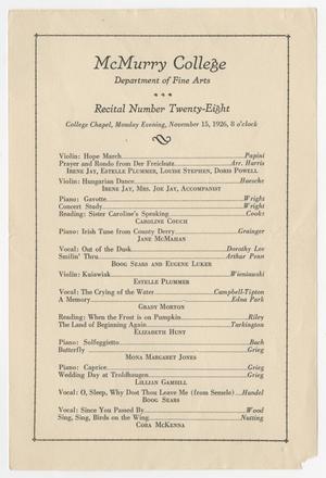 Primary view of object titled '[McMurry College Department of Fine Arts Recital Program]'.