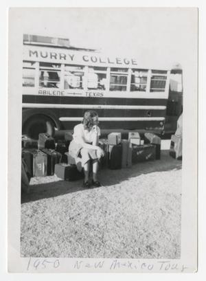 [Photograph of Woman Outside McMurry College Bus]