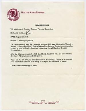 [Memorandum Letter from Kevin Kirby, August 19, 1994]