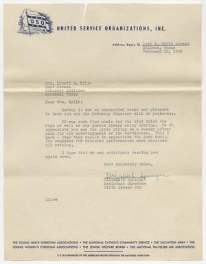 [Letter from Elizabeth Sprague to Robert B. Wylie, February 12, 1945]