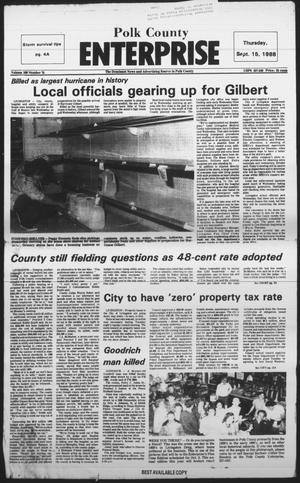 Primary view of object titled 'Polk County Enterprise (Livingston, Tex.), Vol. 106, No. 74, Ed. 1 Thursday, September 15, 1988'.