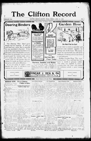 The Clifton Record (Clifton, Tex.), Vol. 18, No. 4, Ed. 1 Friday, April 19, 1912
