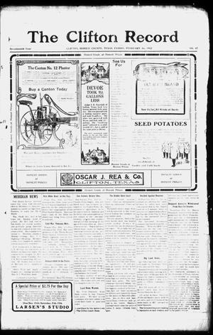 The Clifton Record (Clifton, Tex.), Vol. 17, No. 47, Ed. 1 Friday, February 16, 1912