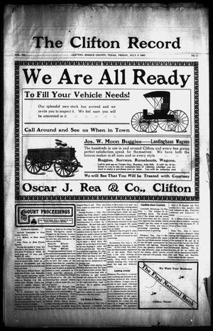 The Clifton Record (Clifton, Tex.), Vol. 12, No. 11, Ed. 1 Friday, July 5, 1907