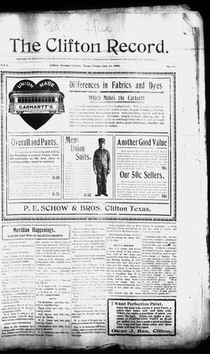 The Clifton Record. (Clifton, Tex.), Vol. 10, No. 14, Ed. 1 Friday, July 14, 1905
