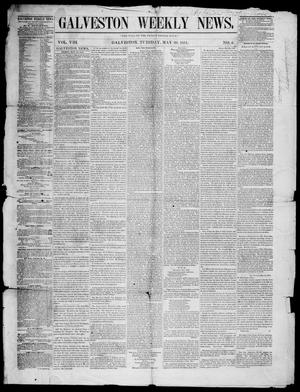 Primary view of object titled 'Galveston Weekly News (Galveston, Tex.), Vol. 8, No. 6, Ed. 1, Tuesday, May 20, 1851'.