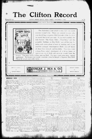 The Clifton Record (Clifton, Tex.), Vol. 18, No. 24, Ed. 1 Friday, September 6, 1912