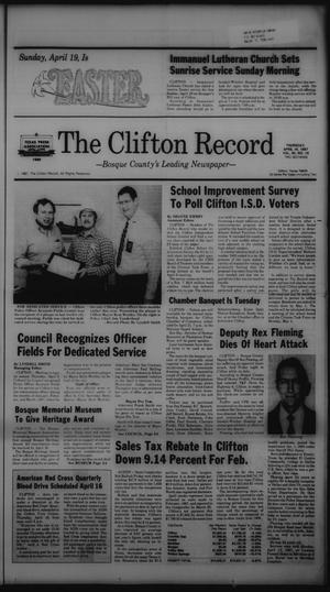 The Clifton Record (Clifton, Tex.), Vol. 92, No. 16, Ed. 1 Thursday, April 16, 1987