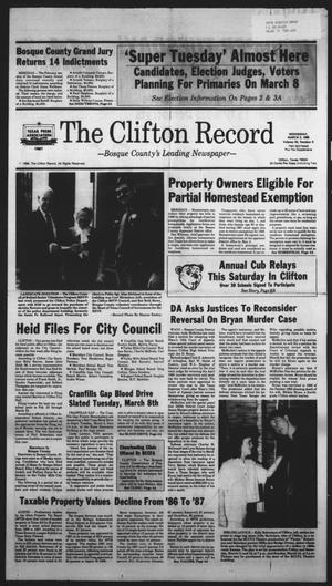 The Clifton Record (Clifton, Tex.), Vol. 93, No. 9, Ed. 1 Wednesday, March 2, 1988