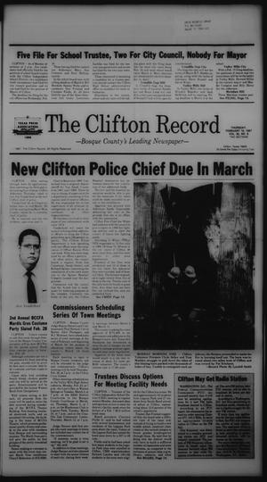 Primary view of object titled 'The Clifton Record (Clifton, Tex.), Vol. 92, No. 8, Ed. 1 Thursday, February 19, 1987'.