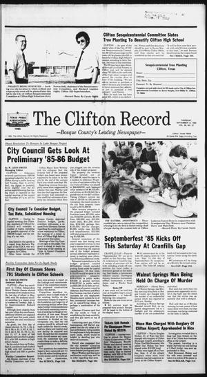 The Clifton Record (Clifton, Tex.), Vol. 90, No. 37, Ed. 1 Thursday, September 12, 1985