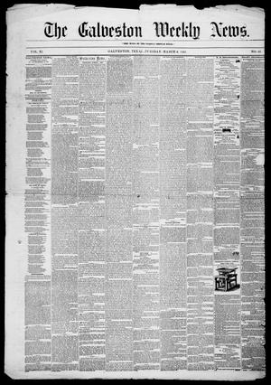 Primary view of object titled 'Galveston Weekly News (Galveston, Tex.), Vol. 11, No. 52, Ed. 1, Tuesday, March 6, 1855'.