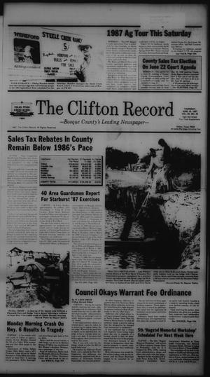 The Clifton Record (Clifton, Tex.), Vol. 92, No. 25, Ed. 1 Thursday, June 18, 1987
