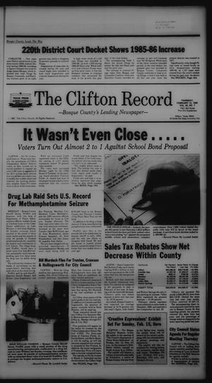 Primary view of object titled 'The Clifton Record (Clifton, Tex.), Vol. 92, No. 7, Ed. 1 Thursday, February 12, 1987'.