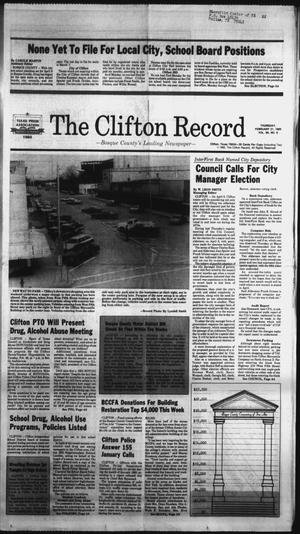 Primary view of object titled 'The Clifton Record (Clifton, Tex.), Vol. 90, No. 8, Ed. 1 Thursday, February 21, 1985'.