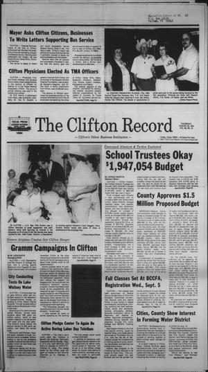 The Clifton Record (Clifton, Tex.), Vol. 89, No. 35, Ed. 1 Thursday, August 30, 1984