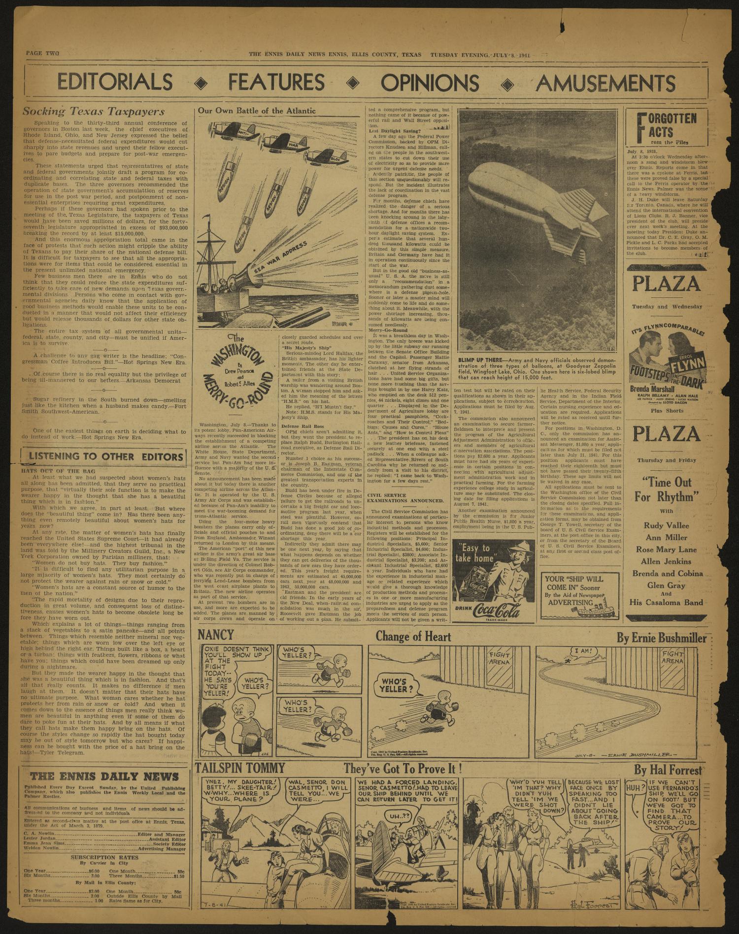 The Ennis Daily News (Ennis, Tex.), Vol. 51, No. 5, Ed. 1 Tuesday, July 8, 1941
                                                
                                                    [Sequence #]: 2 of 4
                                                