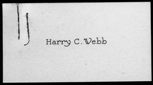[Gray thick paper with "Harry C. Webb" in black type]