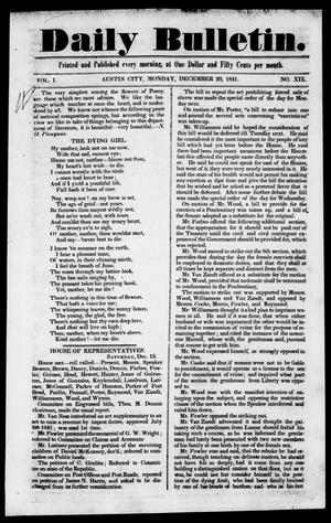 Daily Bulletin. (Austin, Tex.), Vol. 1, No. 19, Ed. 1, Monday, December 20, 1841