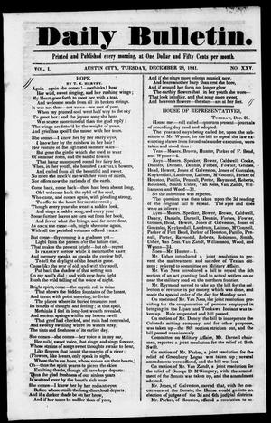 Daily Bulletin. (Austin, Tex.), Vol. 1, No. 25, Ed. 1, Tuesday, December 28, 1841