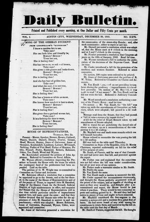 Daily Bulletin. (Austin, Tex.), Vol. 1, No. 26, Ed. 1, Wednesday, December 29, 1841