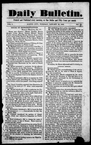 Daily Bulletin. (Austin, Tex.), Vol. 1, No. 40, Ed. 1, Tuesday, January 18, 1842