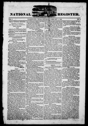Texas National Register. (Washington, Tex.), Vol. 1, No. 9, Ed. 1, Saturday, February 1, 1845