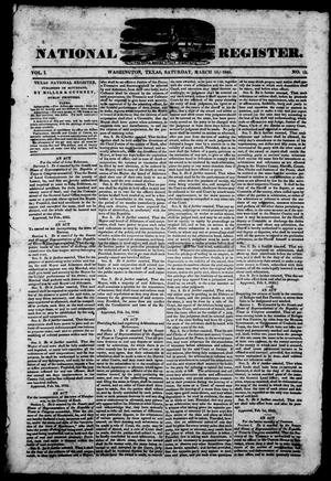 Texas National Register. (Washington, Tex.), Vol. 1, No. 15, Ed. 1, Saturday, March 15, 1845