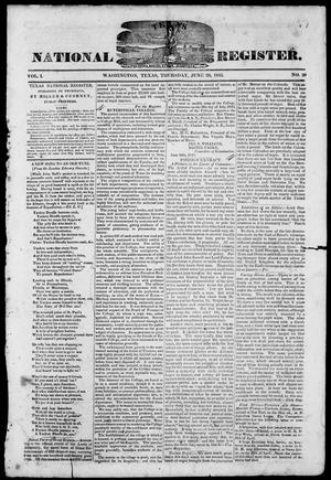 Texas National Register. (Washington, Tex.), Vol. 1, No. 29, Ed. 1, Thursday, June 26, 1845