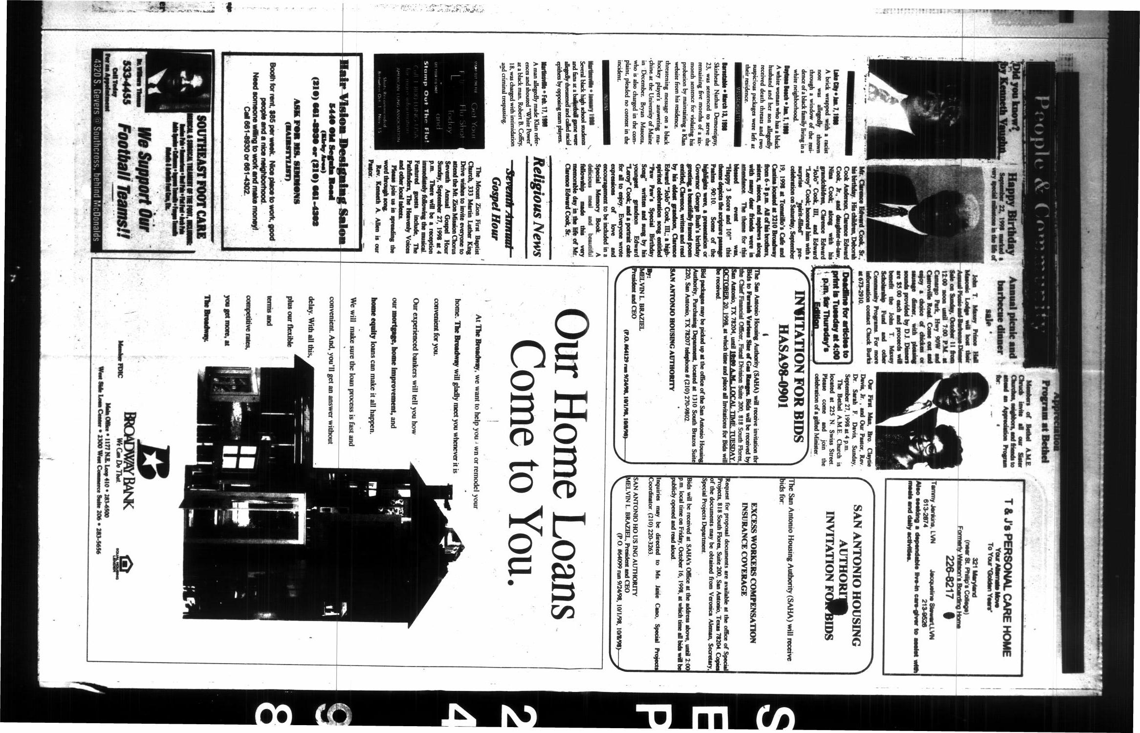 San Antonio Register (San Antonio, Tex.), Vol. 67, No. 14, Ed. 1 Thursday, September 24, 1998
                                                
                                                    [Sequence #]: 3 of 10
                                                