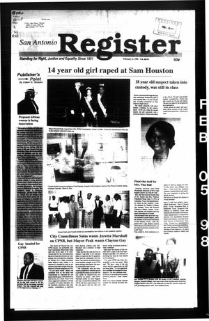 San Antonio Register (San Antonio, Tex.), Vol. 66, No. 34, Ed. 1 Thursday, February 5, 1998