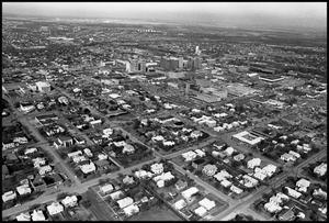 [Aerial View of Wichita Falls City Buildings and Surrounding Houses]