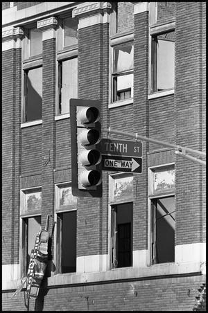 Primary view of object titled '[Tenth St Stoplight in Front of Johnson Drug Site]'.