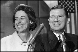 [Photograph of Senator John Tower and Wife at Microphone]